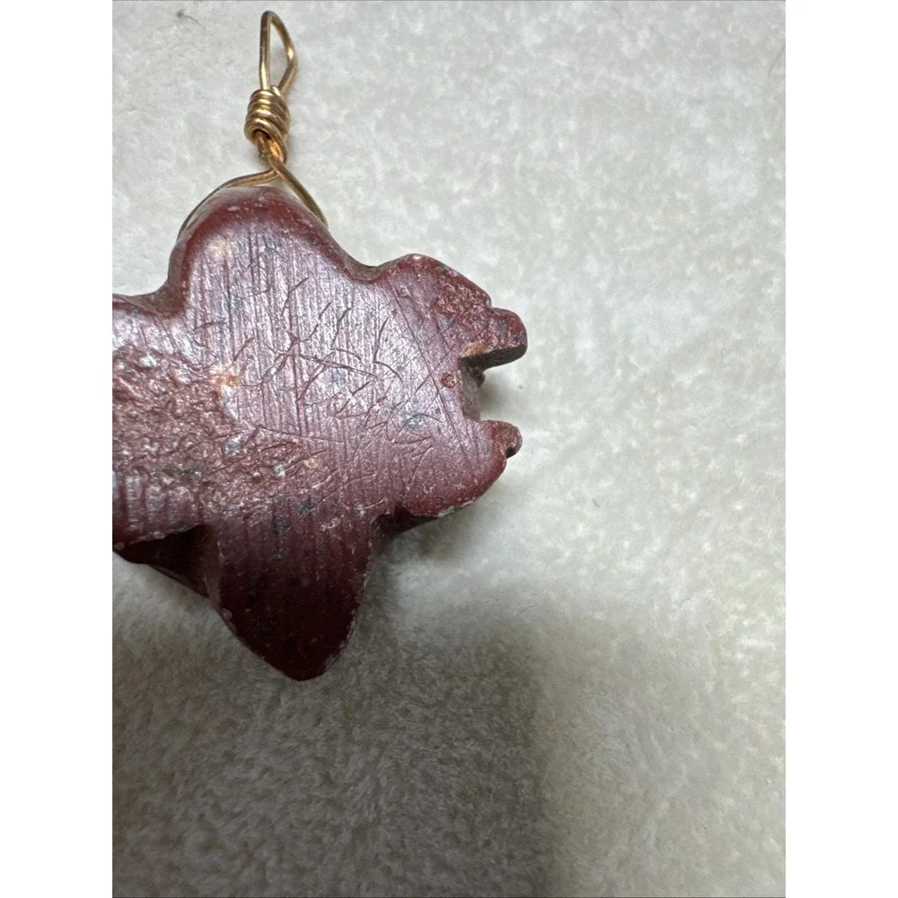 Hand Carved Red‎ Stone Turtle Pendant Wire Wrapped Animal Totem Figurine